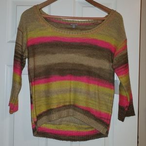 Pink and lime green stripe sweater